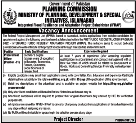 Planning Commission Islamabad Jobs 2024 For Management Posts